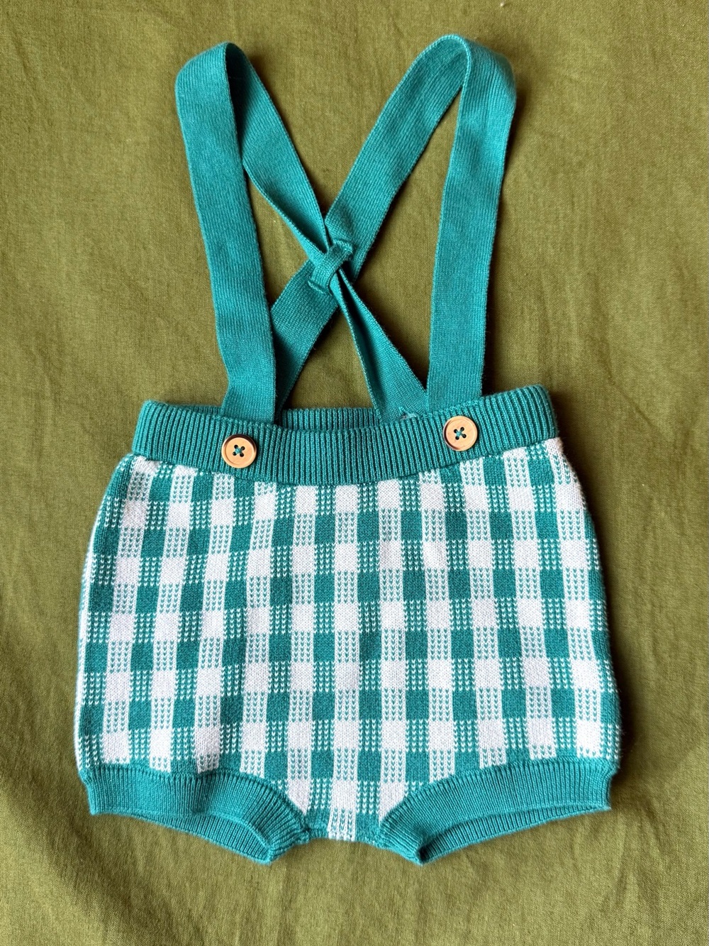 Cat & Jack Teal Cotton Knit Suspender Shorts